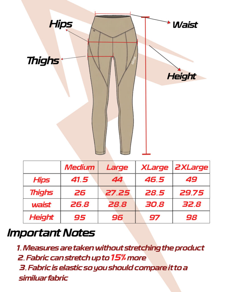Size guide for Advanced Legging