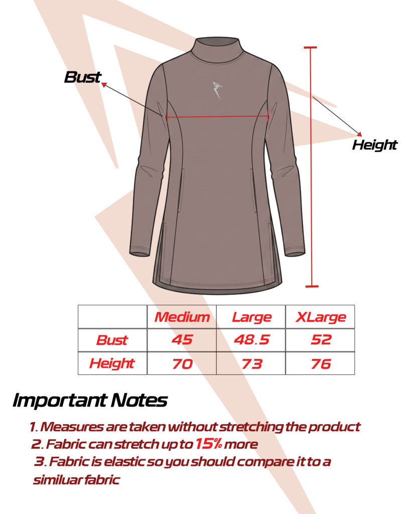 Size guide for Functional women’s top